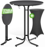 Casaria Stehtisch, Stehtisch mit Husse 80cm Grau + Husse - Farbauswahl