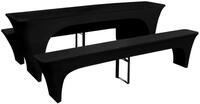 vidaXL Hussen-Set 3 Schonbez&uuml;ge f&uuml;r Biertisch und B&auml;nke Stretch Schwarz 220...