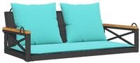 vidaXL Gartenbank H&auml;ngebank mit Kissen Schwarz 109x62x40 cm Poly Rattan (1-St)