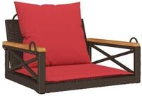 vidaXL Gartenbank H&auml;ngesessel mit Kissen Braun 63x62x40 cm Poly Rattan (1-St)