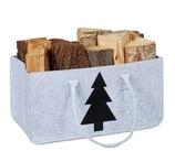 relaxdays Holztragetasche Kaminholztasche aus Filz mit Motiv