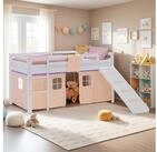 Homestyle4u Hochbett Kinderbett 90x200 Spielbett Holz Kiefer M&auml;dchen Wei&szlig; Lila