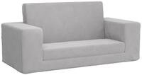 vidaXL Babym&ouml;bel-Set Kinder-Schlafsofa 2-Sitzer Hellgrau Weicher Pl&uuml;sch