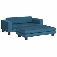 vidaXL Kindersofa, Kinder Schlafsofa mit Hocker Blau 100x50x30 cm Samt