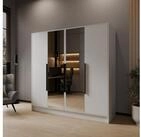 WFL GROUP Kleiderschrank Mono Lux mit Spiegel, Dreht&uuml;renschrank f&uuml;r...