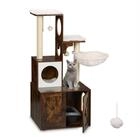 relaxdays Kratzbaum mit Katzenklo Schrank 128 cm, Industrial-Wei&szlig;