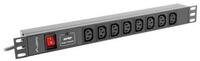 Lanberg Steckdosenleiste, Schuko 19" 8 Steckerleiste mit An/Aus Schalter Lanberg