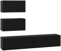 vidaXL TV-Schrank TV-Schrankset Wandmontiert 4 pcs Schwarze Eiche Holzwerkstoff