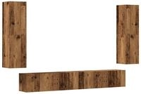 vidaXL TV-Wand TV-Wandschr&auml;nke 4 Stk. Altholz-Optik Holzwerkstoff, (4-St)