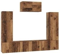 vidaXL TV-Schrank TV-Schrankset Wandmontiert 7 pcs Altholz Holzwerkstoff (7-St)