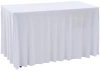 vidaXL Hussen-Set 2 St&uuml;ck Stretch-Tischdecken mit Rand Wei&szlig; 243 x 76 x 74 cm