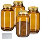 relaxdays Vorratsglas Braungl&auml;ser 4er Set 400ml, Glas