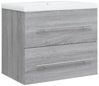 vidaXL Waschbeckenunterschrank Waschbeckenschrank mit Einbaubecken Grau Sonoma