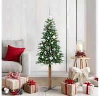 vidaXL K&uuml;nstlicher Weihnachtsbaum, Schlanker Weihnachtsbaum mit 150 LEDs mit