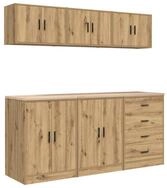 vidaXL Werkzeugschrank Garagenschr&auml;nke 6 Stk. Artisan-Eiche Holzwerkstoff...
