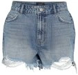 Noisy may Jeansshorts Hoher Bund Fransen Saum Used Look Bequeme Passform f&uuml;r Damen