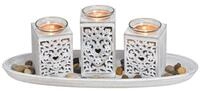 Spetebo Kerzentablett Teelichthalter Deko Set 8-teilig - shabby wei&szlig; (Set, 8 St.,