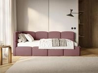 Selsey Jugendbett CLOUDY, Eck-Kopfteil, Matratze & Bettkasten, Easy-Clean-Samt,