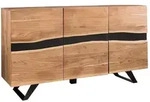 Wohnling Sideboard Sideboard Akazie Massivholz Baumkante Landhausstil 3 T&uuml;ren