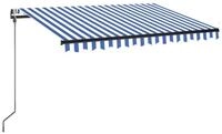 vidaXL Markise Automatische Markise mit LED Windsensor 350x250 cm Blau Wei&szlig;