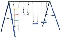 vidaXL Spielturm Schaukel-Set mit Schaukelsitzen Trapez und Strickleiter