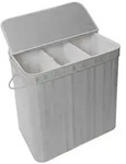 relaxdays W&auml;schekorb Bambus W&auml;schekorb mit Deckel, grau, 150 L grau 61 cm x...