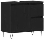 vidaXL Badezimmerspiegelschrank Waschbeckenschrank mit T&uuml;r Schwarz Eichen-Optik 65 x