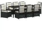 vidaXL Gartenlounge-Set Garten Essgruppe 9 pcs Schwarz Poly-Rattan, (9-tlg) schwarz
