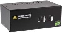 Inline KVM Desktop Switch, 2x, Dual-Monitor DisplayPort 1.2, 4K, USB 2.0