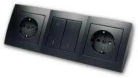 McPower Steckdosenblock "Flair", 2-fach + Schalter, schwar Steckdosenleiste