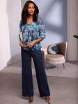 Georgettebluse LADY, Damen, Gr. 36, blau (marine, bedruckt), 100% Polyester,