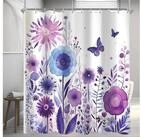 Lerores Duschvorhang Duschvorhang 180x200cm Lila Blume