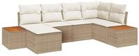 vidaXL Gartenlounge-Set Gartensofa-set 6 Stk. Beige Poly-Rattan, (6-tlg)