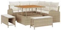 vidaXL Gartenlounge-Set Gartensofa-set 8 Stk. Beige Poly-Rattan, (8-tlg)
