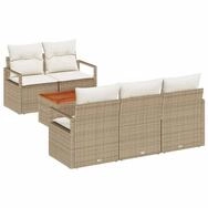 vidaXL Gartenlounge-Set Gartensofa-set 6 Stk. Beige Poly-Rattan, (6-tlg)