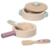 goki Spielgeschirr Kochset Kinderk&uuml;che Holz Spielk&uuml;che Zubeh&ouml;r K&uuml;chenliebe