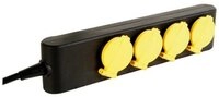 PEREL Perel Steckdosenleiste, 4 Klappdeckel, 4 Steckdosen Typ E, Kabel 1.5 m