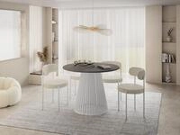 WFL GROUP Esstisch Naro White ausziehbar rund modern mit wei&szlig;en Metallbeinen...