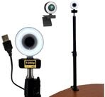 TronicXL Autofokus Webcam f&uuml;r PC Windows 11 mit Ringlicht Lampe Klemmstativ...