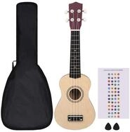 vidaXL Ukulele, Sopran Ukulele Set f&uuml;r Kinder mit Tasche Dunkles Holz 21"