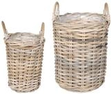 vidaXL Aufbewahrungskorb Blumentopfkorb mit Speicher 2 Stk. Nat&uuml;rliches Grau...