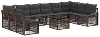 vidaXL Gartenlounge-Set Gartensofa-set 11 Stk. Grau Poly-Rattan, (11-tlg)
