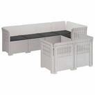 vidaXL Sofaelement 7-Sitzer Gartensofa mit Kissen Rattan-Look PP Wei&szlig;