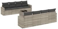 vidaXL Sofaelement 9-tlg. Garten-Sofagarnitur mit Kissen Hellgrau Poly Rattan...