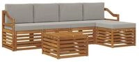 vidaXL Gartenlounge-Set Outdoor-Sofagarnitur 6 stk. Nat&uuml;rlich und Hellgrau,...