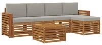 vidaXL Gartenlounge-Set Outdoor-Sofagarnitur 6 stk. Nat&uuml;rlich und Hellgrau,...