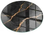 Tulup Bodenschutzplatte Schwarz Eleganter Marmor, Geh&auml;rtetem Glas Kamin&ouml;fen