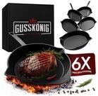 GUSSK&Ouml;NIG Bratpfanne 6er Mini-Gusseisen-Pfannen &Oslash; 13,5 cm f&uuml;r Induktion,...