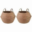 vidaXL Blumentopf Pflanzenk&uuml;bel mit Griffen 2 stk. Natur &Oslash; 32 x 32 cm (2 St)