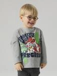 T-Shirt NAME IT "NMMJIK PAW LS NREG TOP BOX NOOS CPLGM", Jungen, Gr. 92, grau (grau